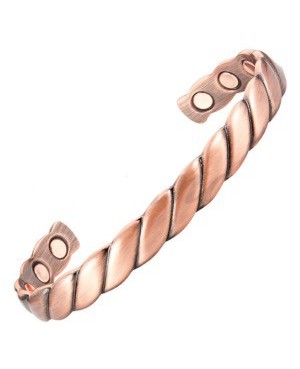 Bracelet cuivre avec 6 aimants effet spiral et nervuré - Aroma