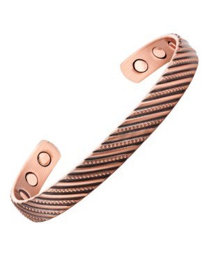 Bracelet cuivre confort articulaire avec fines lignes en spirale - Eglantine