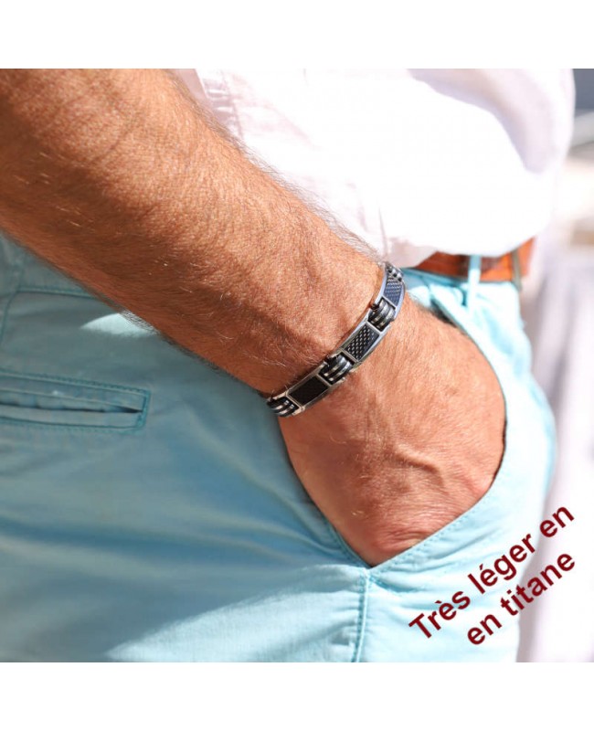 Bracelet magnétique bicolore en acier inoxydable - Bijoux Homme