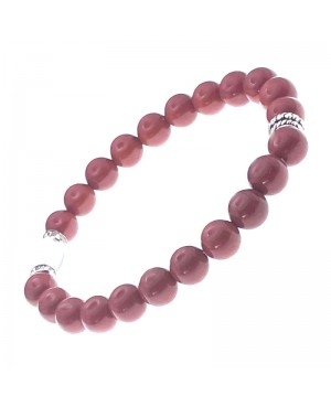 Jaspe rouge et cristal de roche bracelet perle 8 mm